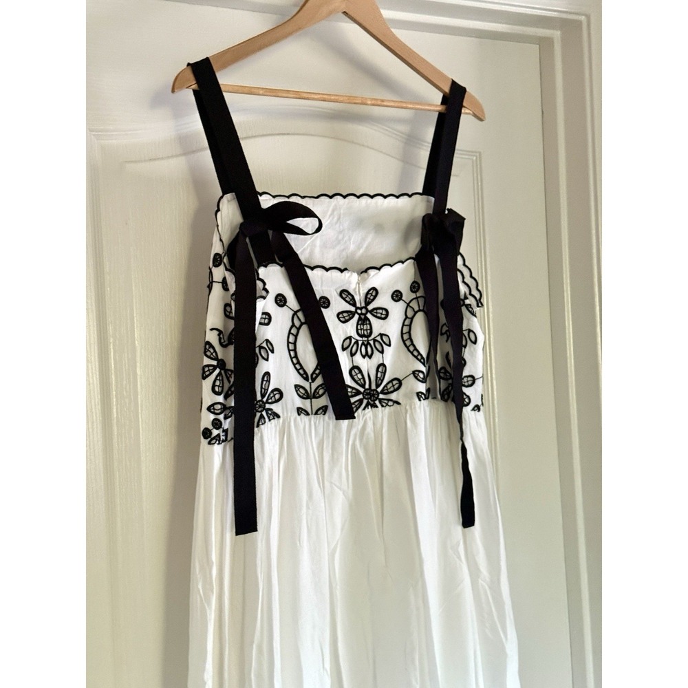 Anthropologie White Midi Dress with Black Embroidery - Picture 5 of 12